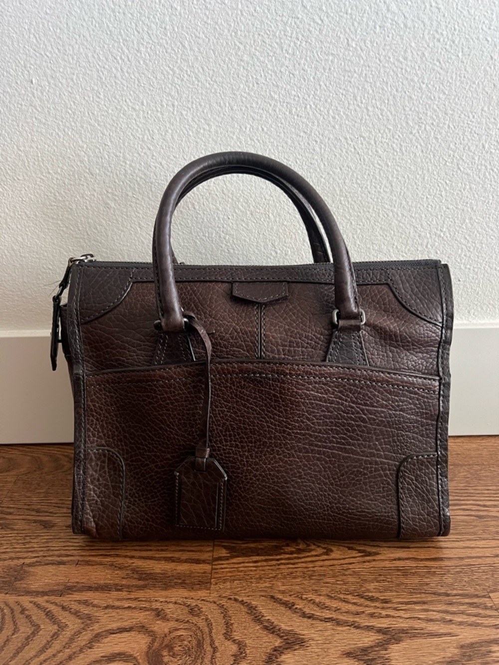 Reed Krakoff Dark Brown Embossed Leather Satchel - Picture 2 of 16
